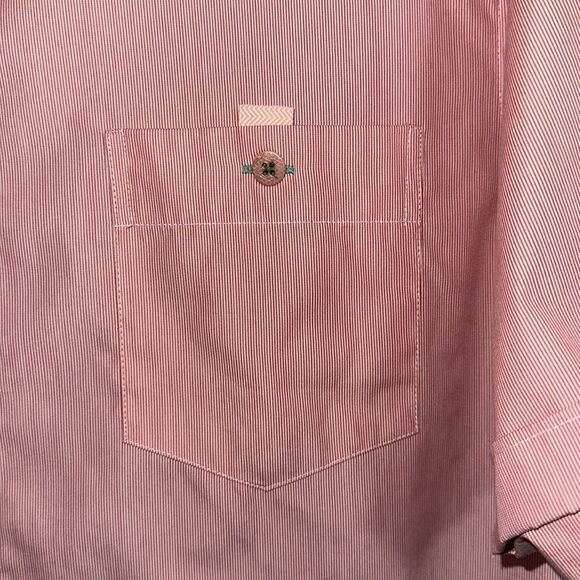Ted Baker 6/XL Red Sayhi Micro Pin Stripe Short Sleeve Button Shirt - Picture 10 of 16
